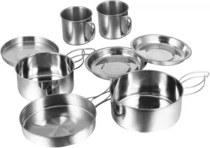 DECHOUS 8Pcs Camping Cookware Set Durable Outdoor Cooking Kit for BBQ Backpacking Picnic Compact Lightweight Gear for People
