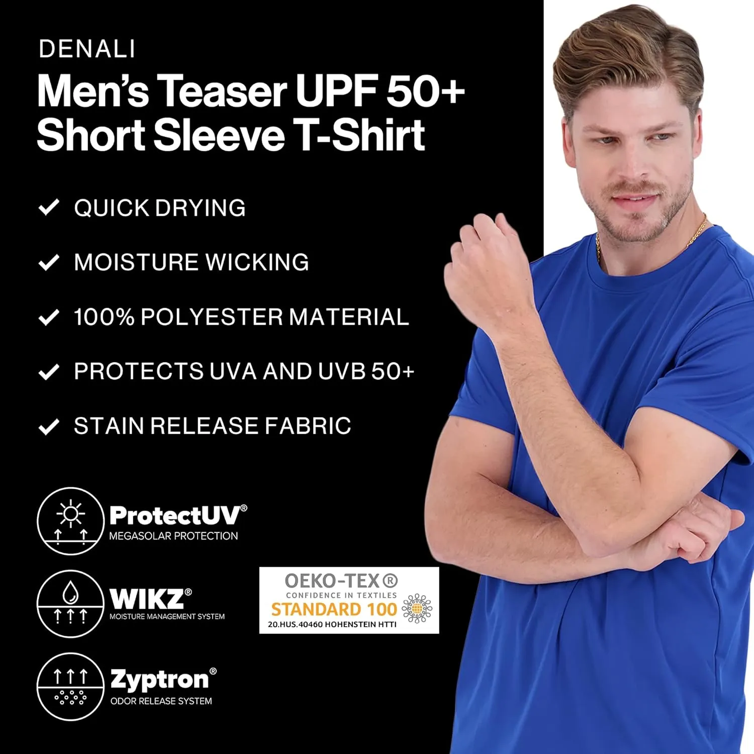 Denali Men’s Teaser UPF 50  Short Sleeve T-Shirt, UV Protection, Quick Dry Shirt for Outdoor Sports and Activities