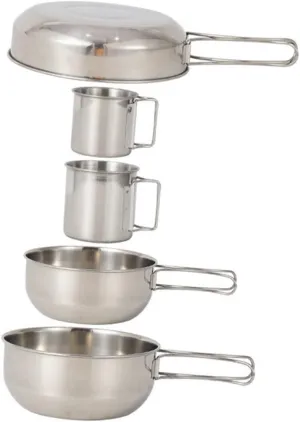 Dinnerware Set 5Pcs Stainless Steel Camping Utensils Bowl Cup Frying Pan for Outdoor Activities