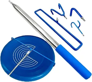 Disc Golf Retriever Pole - 16FT Telescopic Grabber Tool with 4 Hooks and Durable Stainless-Steel Frame - Extendable Disc Retriever for Water, Trees, and Bushes Essential Disc Golf Accessories