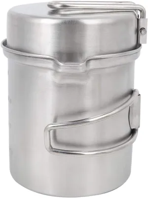 Diydeg Camping Cooker, Stainless Steel Picnic Cookware Camping Pot, Foldable Handle for Outdoor Hiking Cookware Pan Camping Equipment for Camping