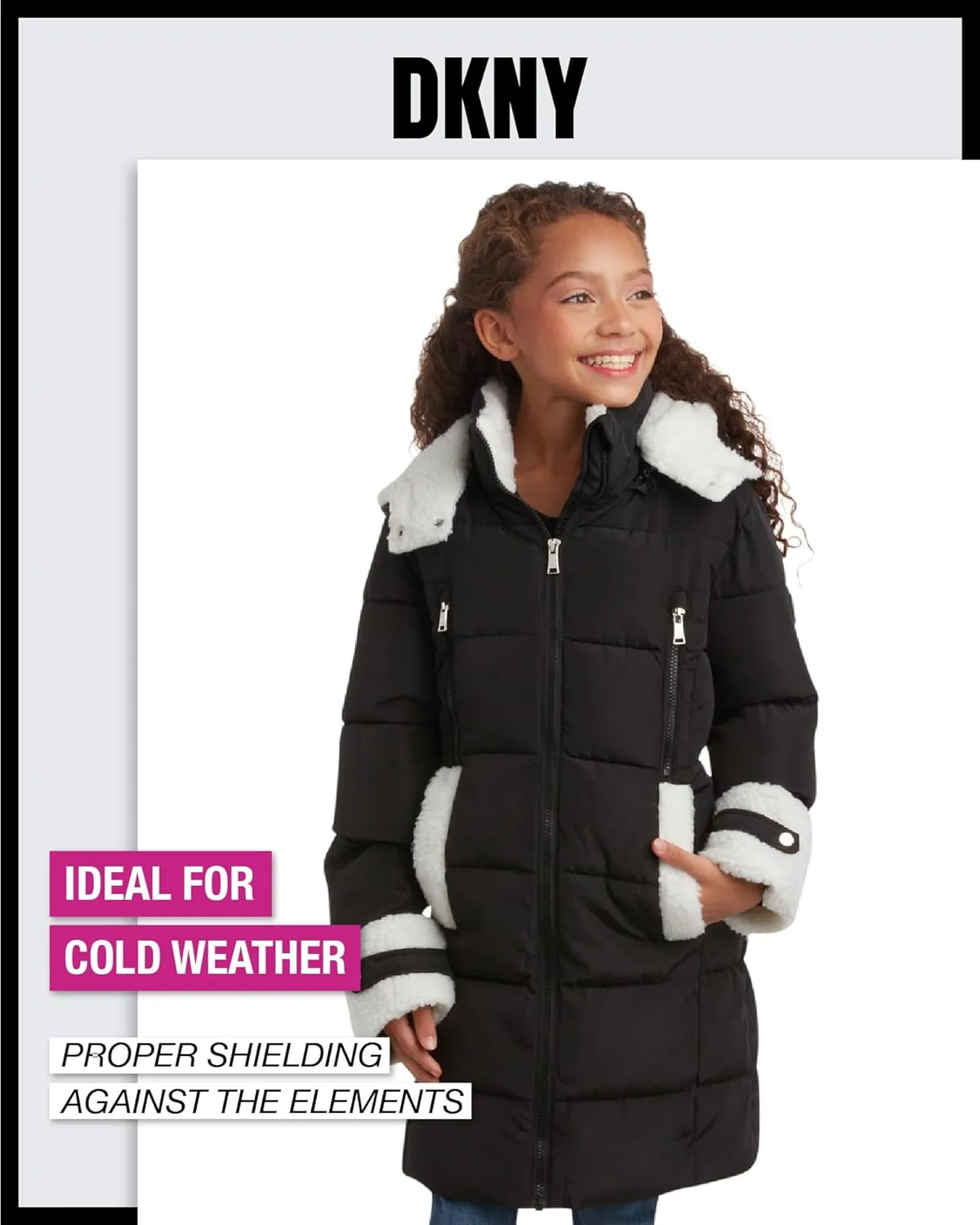 DKNY Girls’ Winter Jacket – Full Length Heavyweight Quilted Puffer Parka – Insulated Water Resistant Coat for Girls (7-16)
