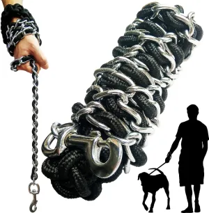 Dog Leash Metal Leashes Chain Rope with Pet Collar Training Walking Leads Heavy Duty Anti Bite 360 Hook for Medium and Large Dogs (X-Large)