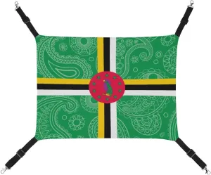 Dominica Paisley Flag Hanging Cat Bed Soft Breathable Pet Hammock for Cage Pet Sleeper for Kitten Ferret Puppy Rabbit