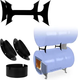 Double Barrel Wood Stove Kit – Perfect for Double Barrel WoodStove for 55 Gallon Drum Kit - Fire Wood Camp Stove for Emergency Heating & Cooking