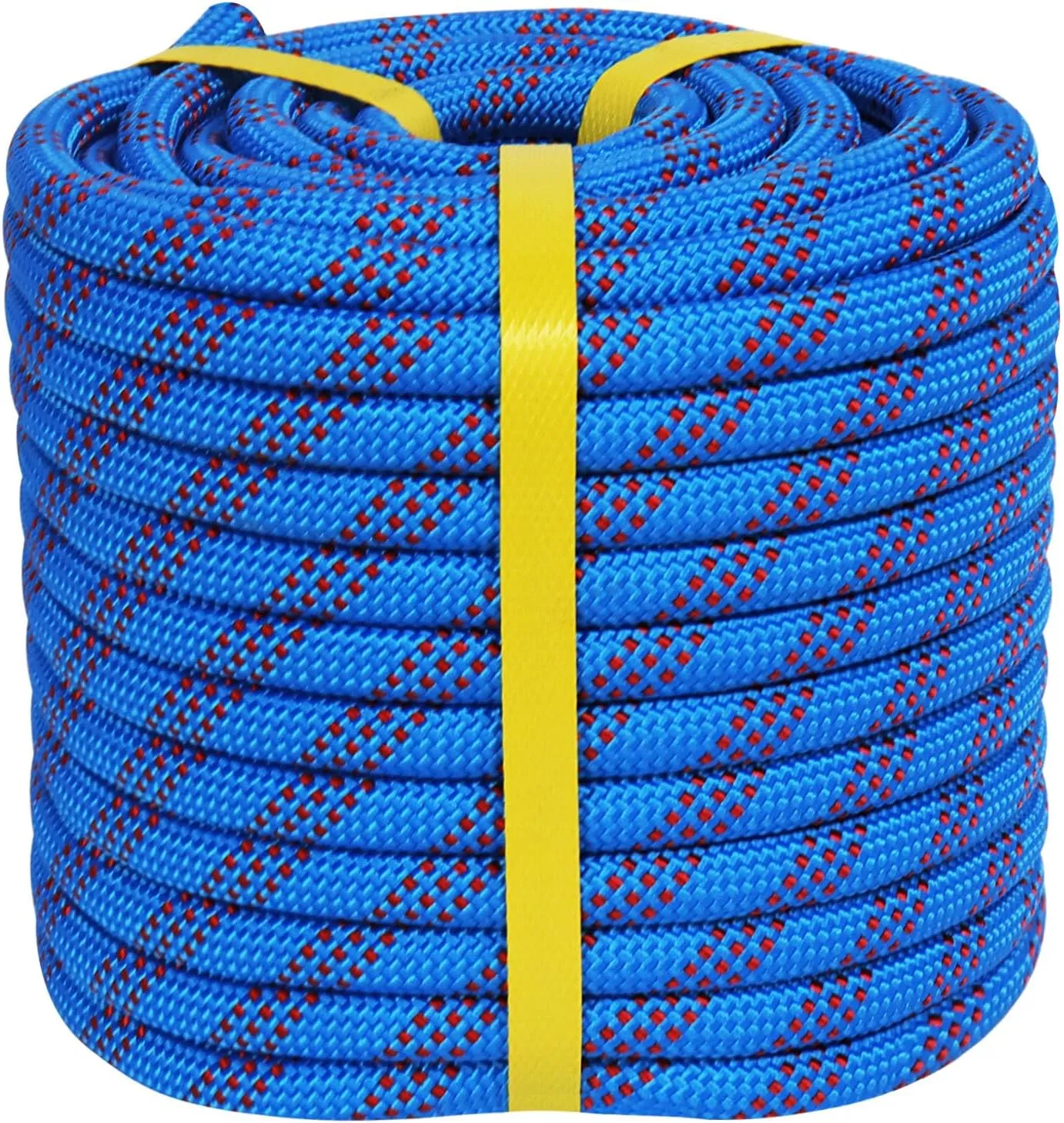 Double Braided Arborist Rigging Rope (1/2 in x 100 ft) Strong Polyester Rope 48 Strands for Tree Work Climbing Pulling Swing Sailing, Blue/Red