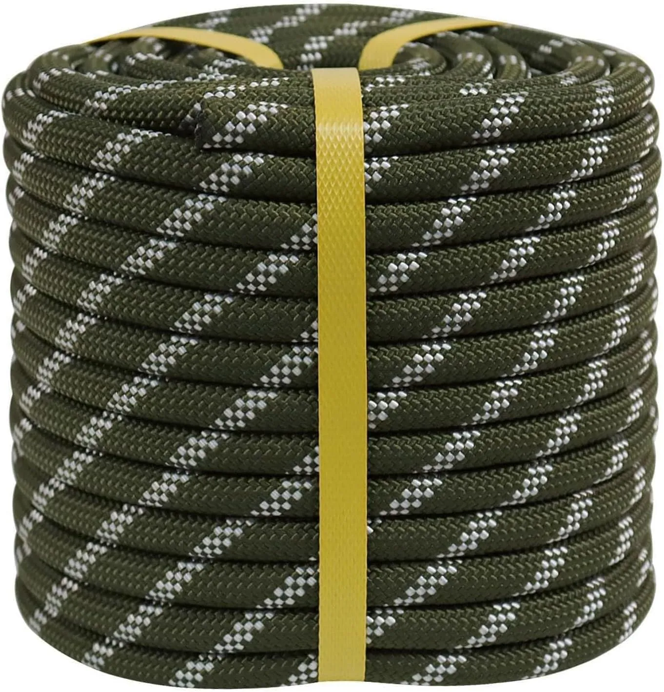 Double Braided Arborist Rigging Rope (1/2 in x 100 ft) Strong Polyester Rope 48 Strands for Tree Work Pulling Swing Sailing, ArmyGreen