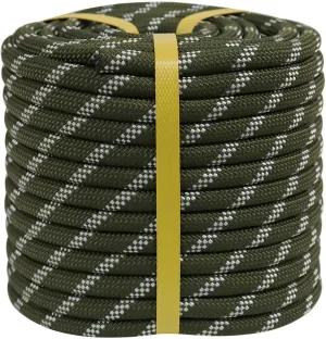 Double Braided Arborist Rigging Rope (1/2 in x 100 ft) Strong Polyester Rope 48 Strands for Tree Work Pulling Swing Sailing, ArmyGreen