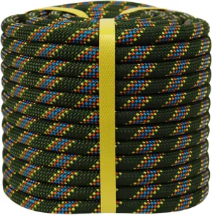 Double Braided Arborist Rope - 1/2 Inch x 150 Feet Polyester Rope - High Strength Climbing Rope for Tree Work, Halyard, Sailing (ArmyGreen/Blue)