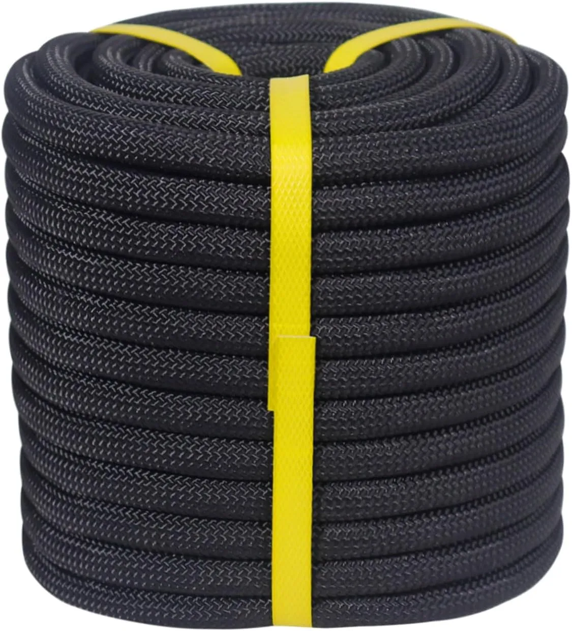 Double Braided Arborist Rope - 1/2 Inch x 200 Feet Polyester High Strength Climbing Rope for Tree Work, Swing, Halyard, Sailing(Black)