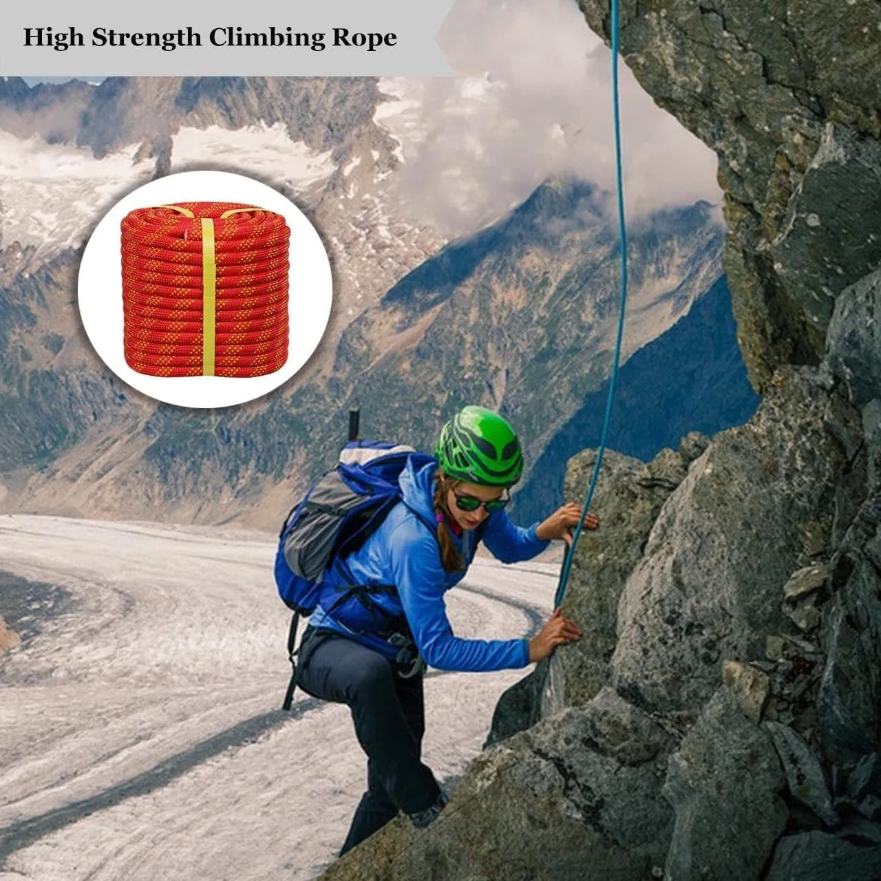 Double Braided Climbing Rope - 1/2 Inch x 200 Feet Arborist 48 Strands Braided Polyester Rope for Adults Kids for Tree Climbing and Rappelling, Tire Swing, Hammock (Red/Yellow)