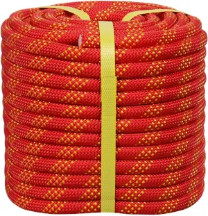Double Braided Climbing Rope - 1/2 Inch x 200 Feet Arborist 48 Strands Braided Polyester Rope for Adults Kids for Tree Climbing and Rappelling, Tire Swing, Hammock (Red/Yellow)