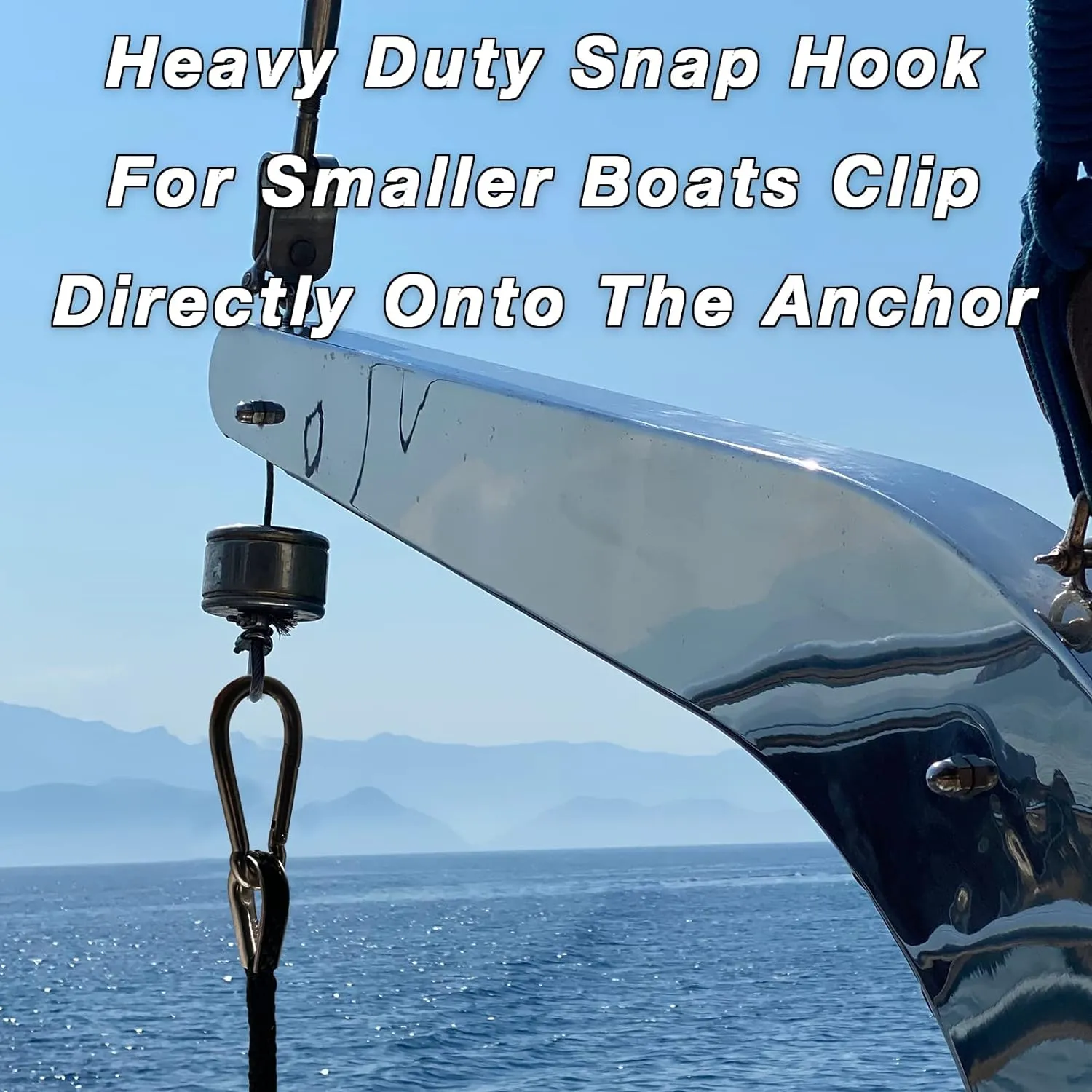 Double Braided Nylon Boat Anchor Rope 3/8inch with 316 Stainless Steel Thimble and Heavy Duty Snap Hook Marine Grade Anchor line Black (Navy Blue, 50Feet)