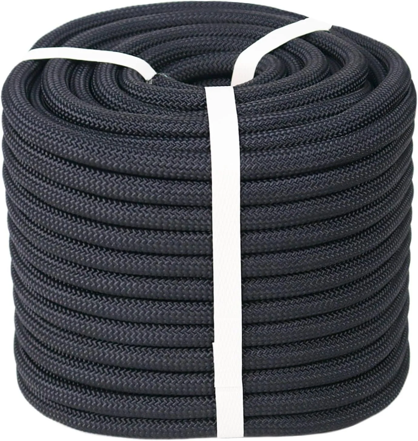 Double Braided Polyester Rope (1/2 in x 100 ft) Strong Arborist Rigging Rope 48 Strands for Tree Work Climbing Pulling Sailing, Black