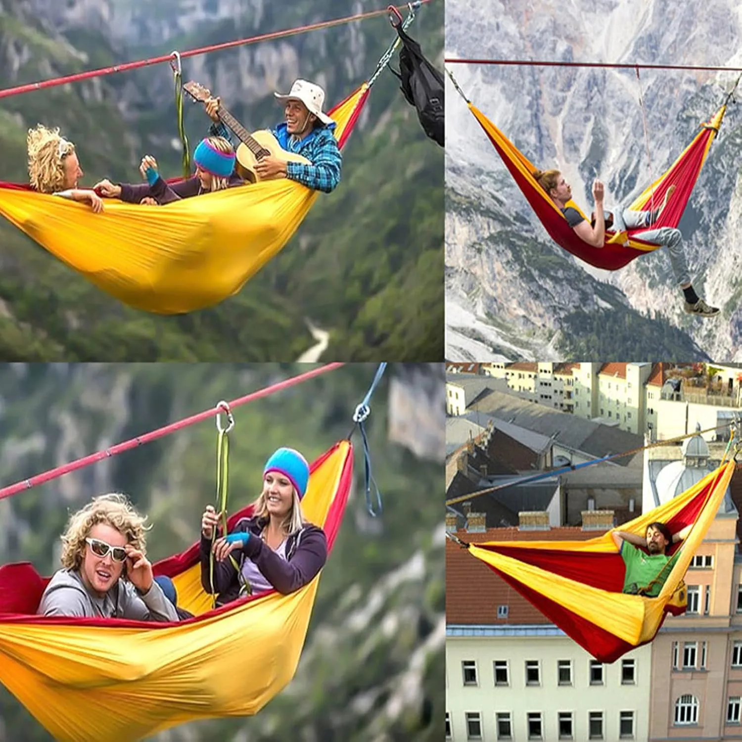 Double Camping Hammock for 1 2 People with Tree Straps, Lightweight Portable 210T Parachute Nylon Hammock for Hiking, Traveling, Backpacking and Backyard,B,250x140cm