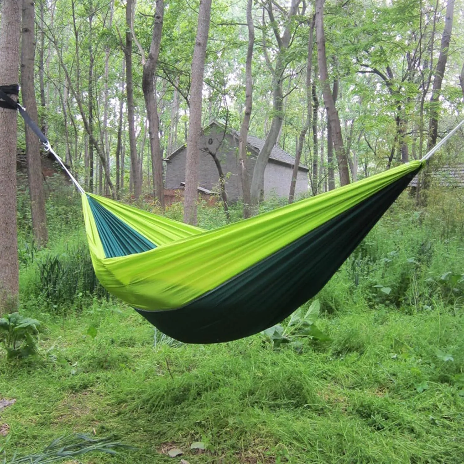 Double Camping Hammock for 1 2 People with Tree Straps, Lightweight Portable 210T Parachute Nylon Hammock for Hiking, Traveling, Backpacking and Backyard,B,250x140cm