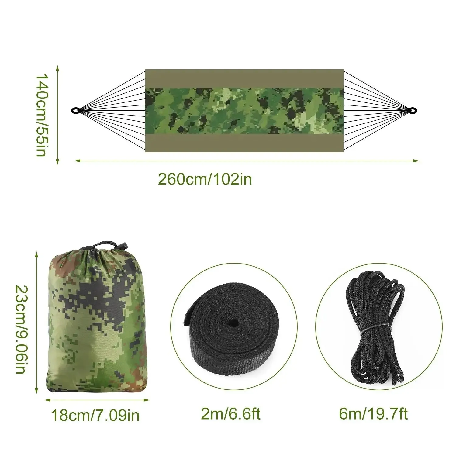 Double Camping Hammock with Mosquito Net & Carry Bag Supports 600 lbs
