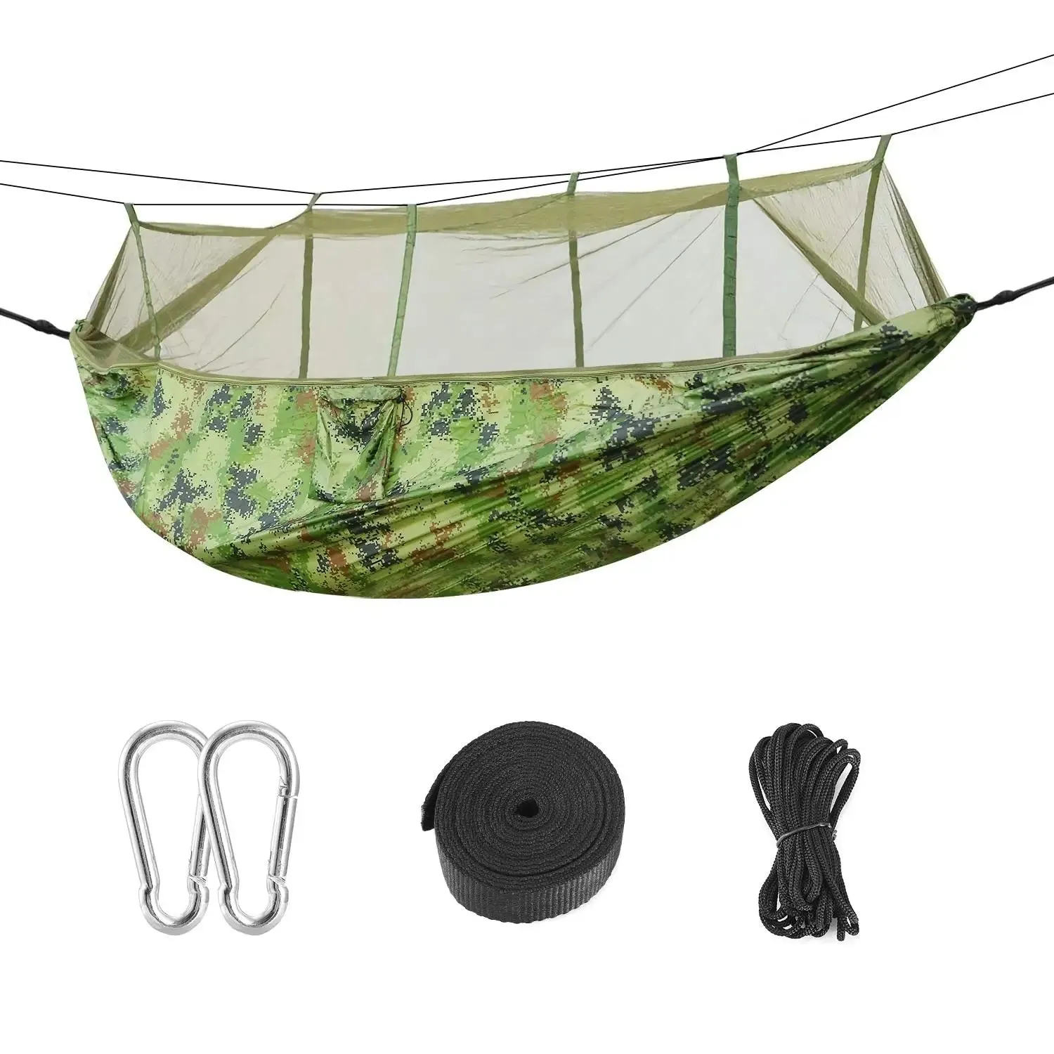 Double Camping Hammock with Mosquito Net & Carry Bag Supports 600 lbs