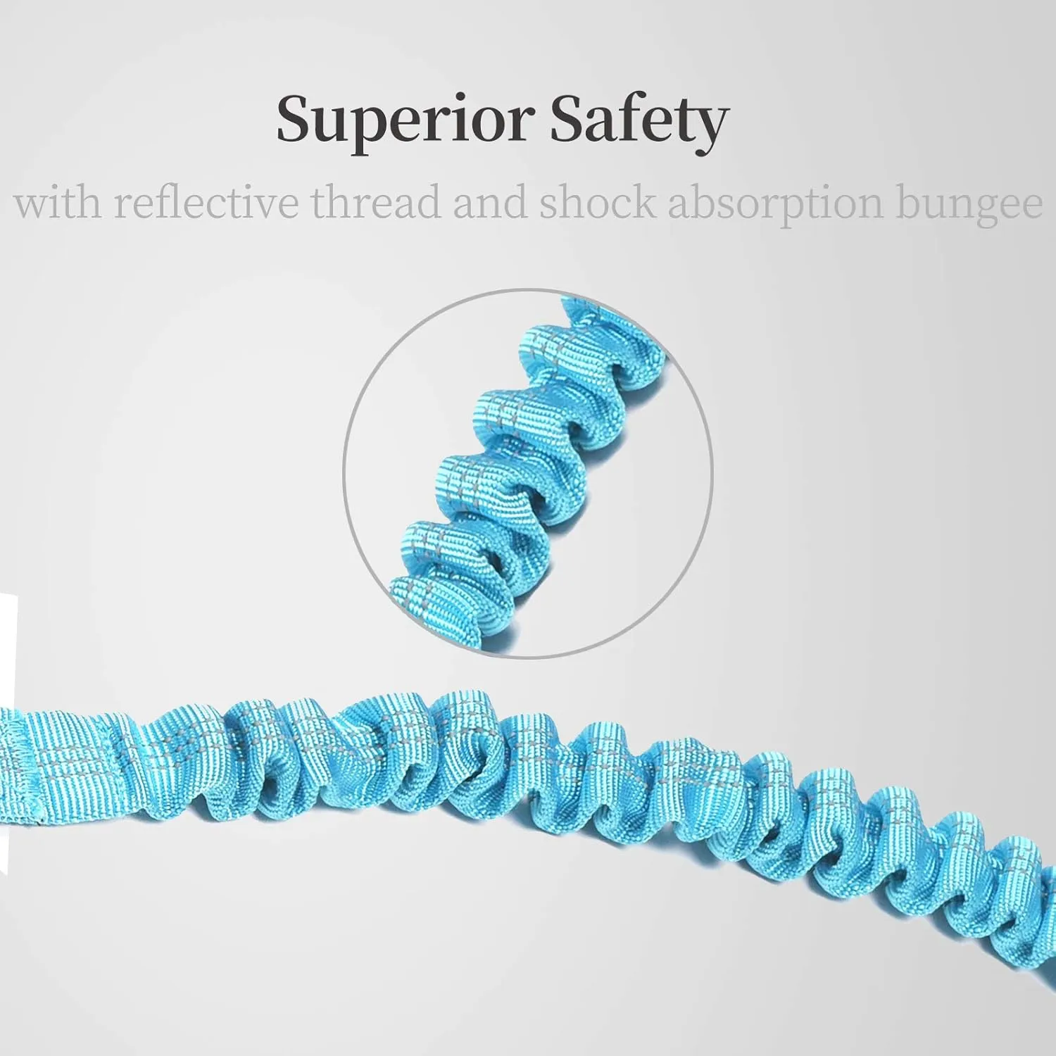 Double Dog Leash with Two Extra Traffic Handles, 360 Swivel No Tangle Dual Dog Walking Leash, Comfortable Shock Absorbing Reflective Bungee for Two Dogs (18~120 lbs, Blue)