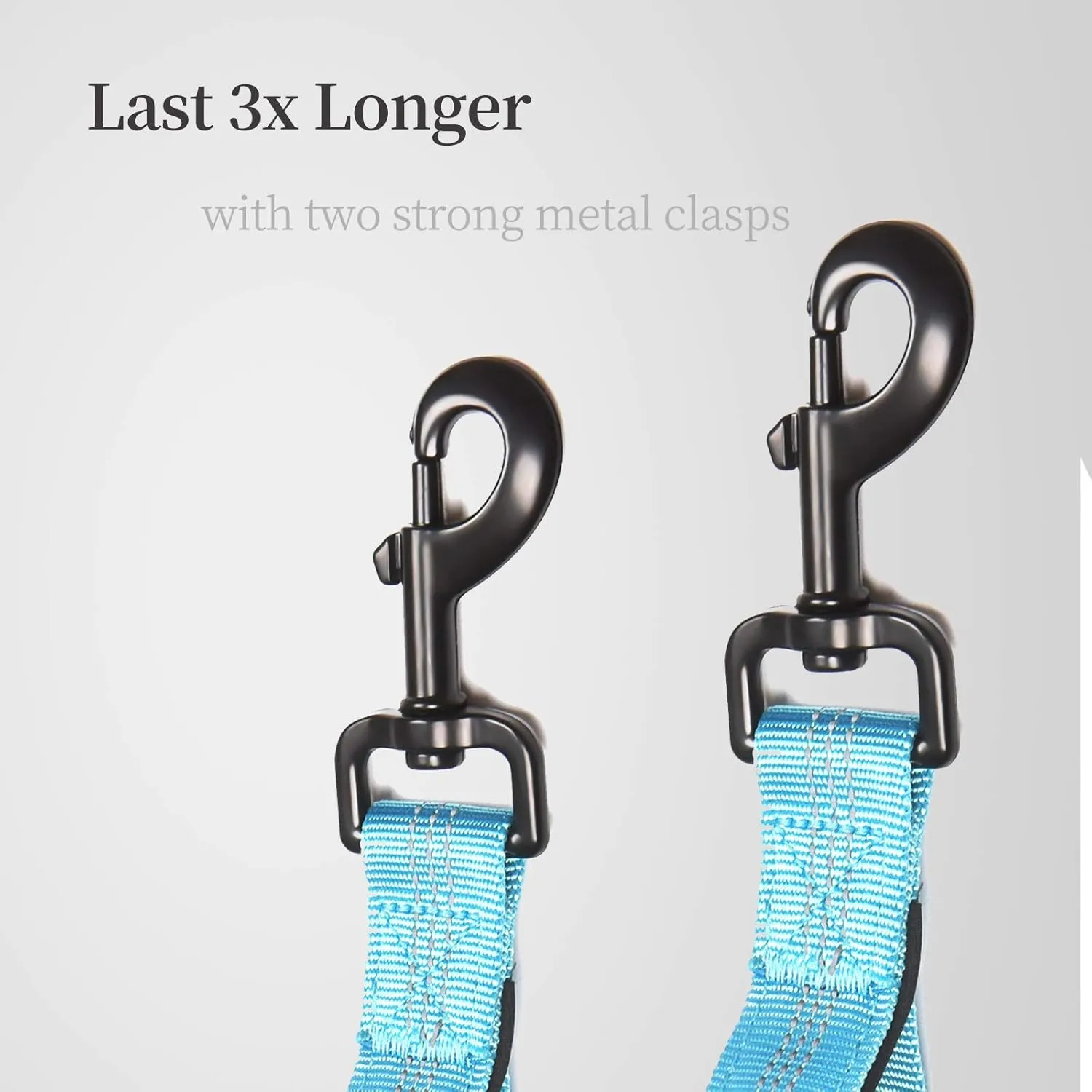 Double Dog Leash with Two Extra Traffic Handles, 360 Swivel No Tangle Dual Dog Walking Leash, Comfortable Shock Absorbing Reflective Bungee for Two Dogs (18~120 lbs, Blue)