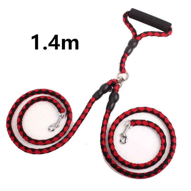 Double-Ended Traction Rope For Walking The Dog Hand-Double-Ended Traction Rope One Plus Two Leash Collar Pet Supplies Dog Collar