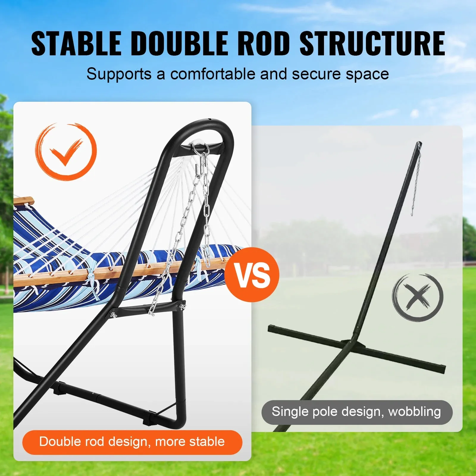 Double Hammock with 450lb Capacity & Steel Stand