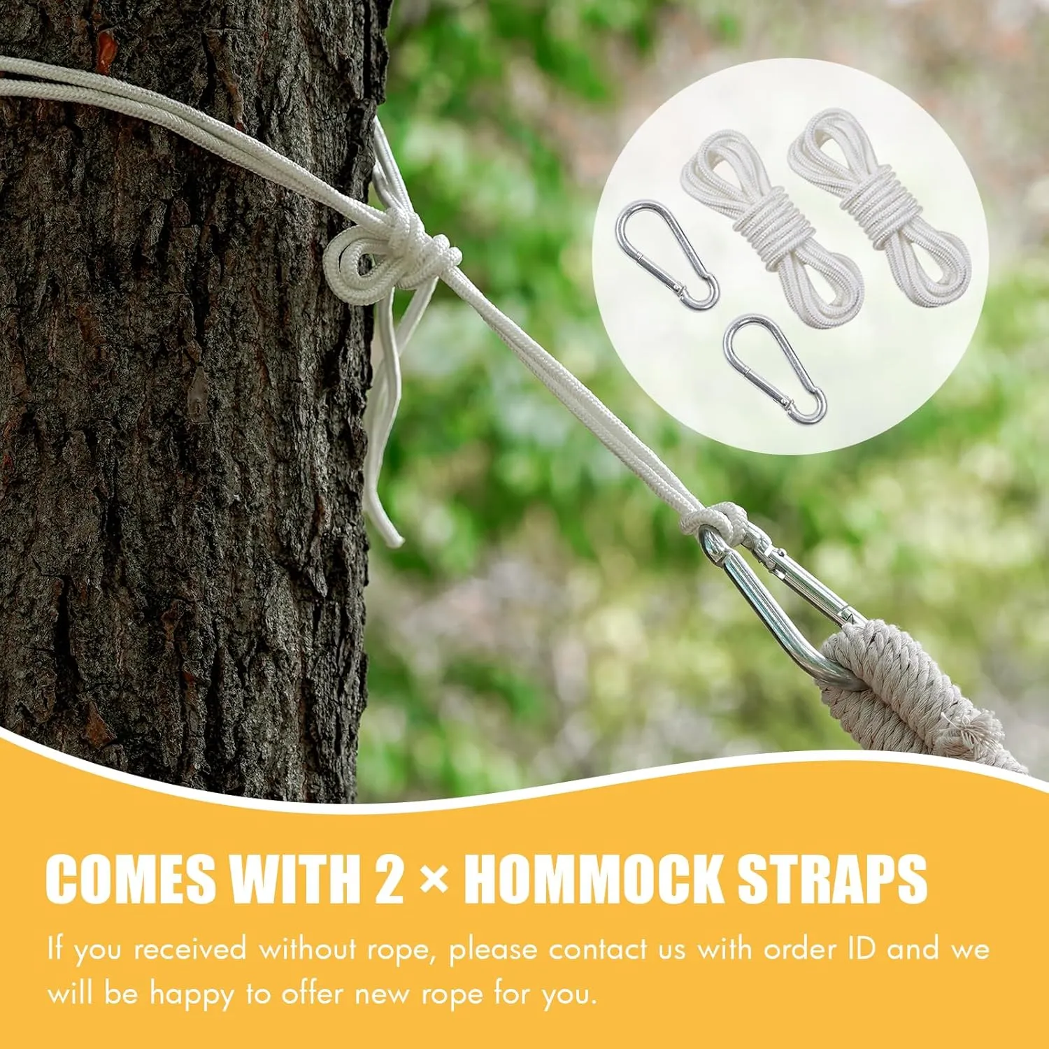 Double Hammock With 9.8FT2 Rope - Portable 2 Persons Camping Bed With Carrying Bag for Patio, Backyard, Porch, Outdoor and Indoor Use