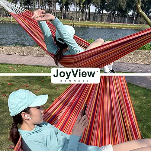 Double Hammock with Hanging Ropes, Portable Cotton Hammock- XL