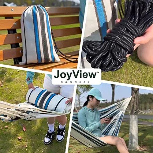 Double Hammock with Hanging Ropes, Portable Cotton Hammock- XL