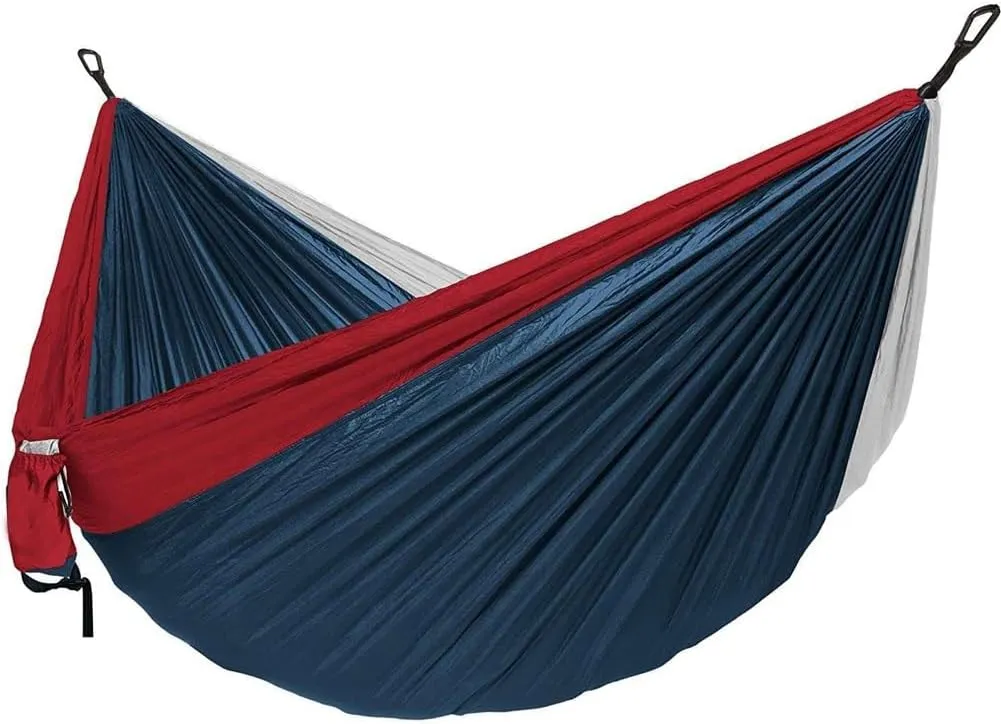 Double Hammock,mosquito Net Camping,Comfortable and Breathable, Easy to Carry, Made of Nylon, 118 Inches Long, Multi-scenario Hammock for Camping and Gardening(Blue,300X200CM)