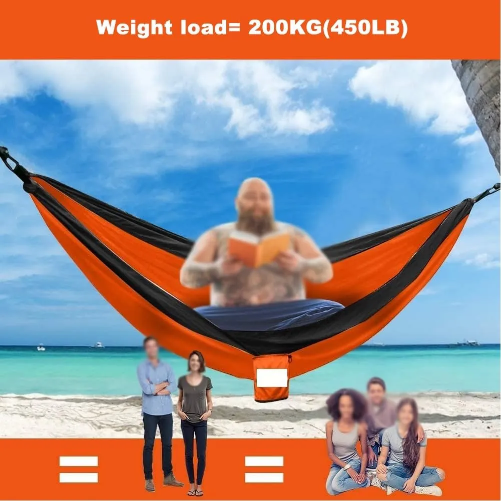 Double Hammock,mosquito Net Camping,Comfortable and Breathable, Easy to Carry, Made of Nylon, 118 Inches Long, Multi-scenario Hammock for Camping and Gardening(Orange,300X200CM)