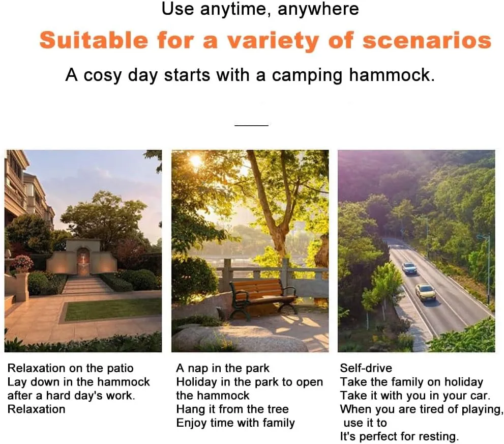 Double Hammock,mosquito Net Camping,Comfortable and Breathable, Easy to Carry, Made of Nylon, 118 Inches Long, Multi-scenario Hammock for Camping and Gardening(Orange,300X200CM)