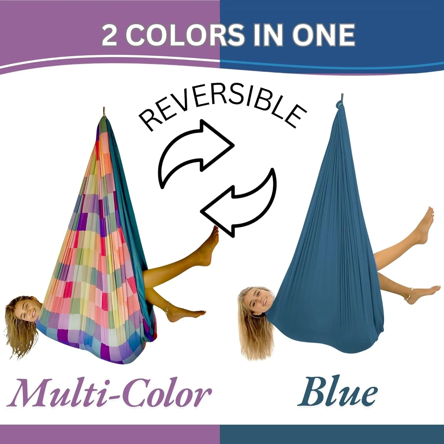 Double Layer Reversible Sensory Swing | Outdoor and Indoor Swing for Kids and Adults Up to 260 lbs | Autism Cocoon Swing | Kids Sensory Swing