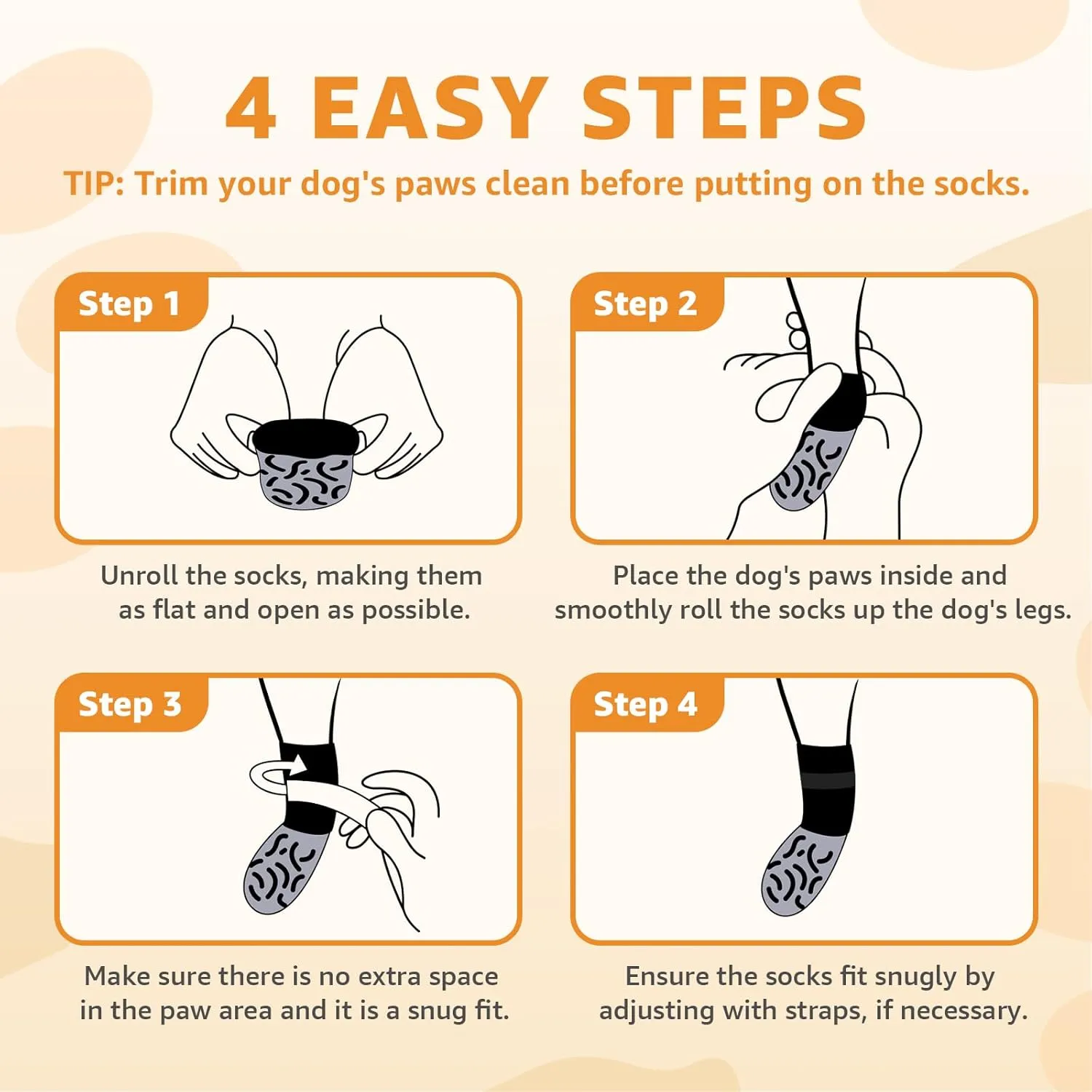 Double Sides Non-Slip Dog Socks to Prevent Licking Paws - Strong Traction for Hardwood Floors, Senior Dogs, Paw Protector, Dog Socks with Grippers - Black