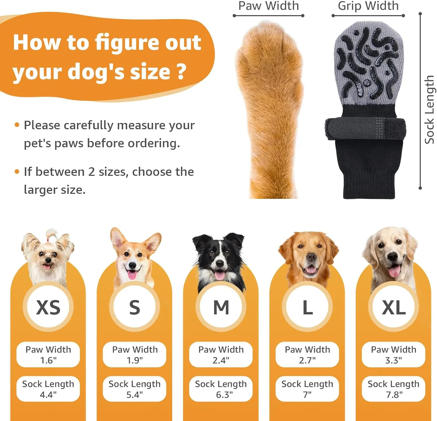 Double Sides Non-Slip Dog Socks to Prevent Licking Paws - Strong Traction for Hardwood Floors, Senior Dogs, Paw Protector, Dog Socks with Grippers - Black