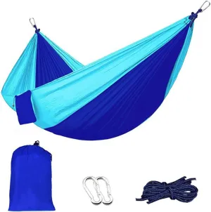 Double1-2 Person Parachute Hammock,Portable Travel Hammocks,Ultralight Sustainable Breathable Quick-Drying Outdoor Backpacking Hiking Blue 270x140cm
