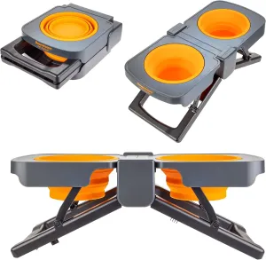 Downtown Pet Supply Raised Dog Bowl - Portable Feeder for Travel - Collapsible Silicone Design - 5 Cups Capacity - Lightweight Pet Feeder - Ideal for Small, Medium & Large Dogs - Dog Feeding Station