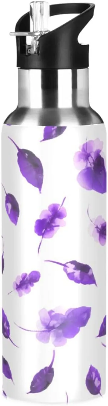 Dream Leaf Sports Water Bottle with Straw, 22oz BPA Free Stainless Steel Vacuum Insulated Bottle for Gym Fitness Outdoor