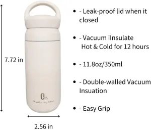 Dr.mito Thermo bottle Vacuum-Sealed, Sweat-Proof, Durable Stainless Steel with Sleek Design, Ideal for Outdoor Adventures White