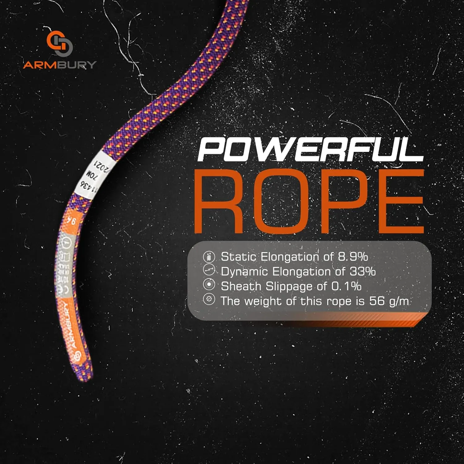 Dynamic Rage Climbing Rope - 9.4mm High Strength Single Climbing Safety Rope Ideal for Sport Rock and Ice Climbing