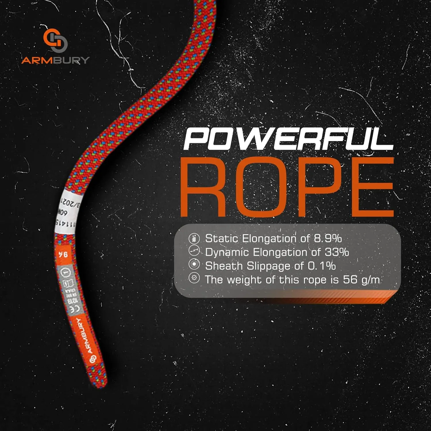 Dynamic Rage Climbing Rope - 9.4mm High Strength Single Climbing Safety Rope Ideal for Sport Rock and Ice Climbing