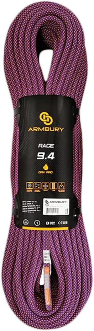 Dynamic Rage Climbing Rope - 9.4mm High Strength Single Climbing Safety Rope Ideal for Sport Rock and Ice Climbing