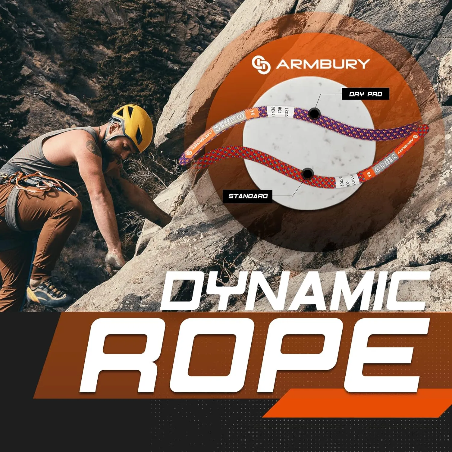 Dynamic Rage Climbing Rope - 9.4mm High Strength Single Climbing Safety Rope Ideal for Sport Rock and Ice Climbing
