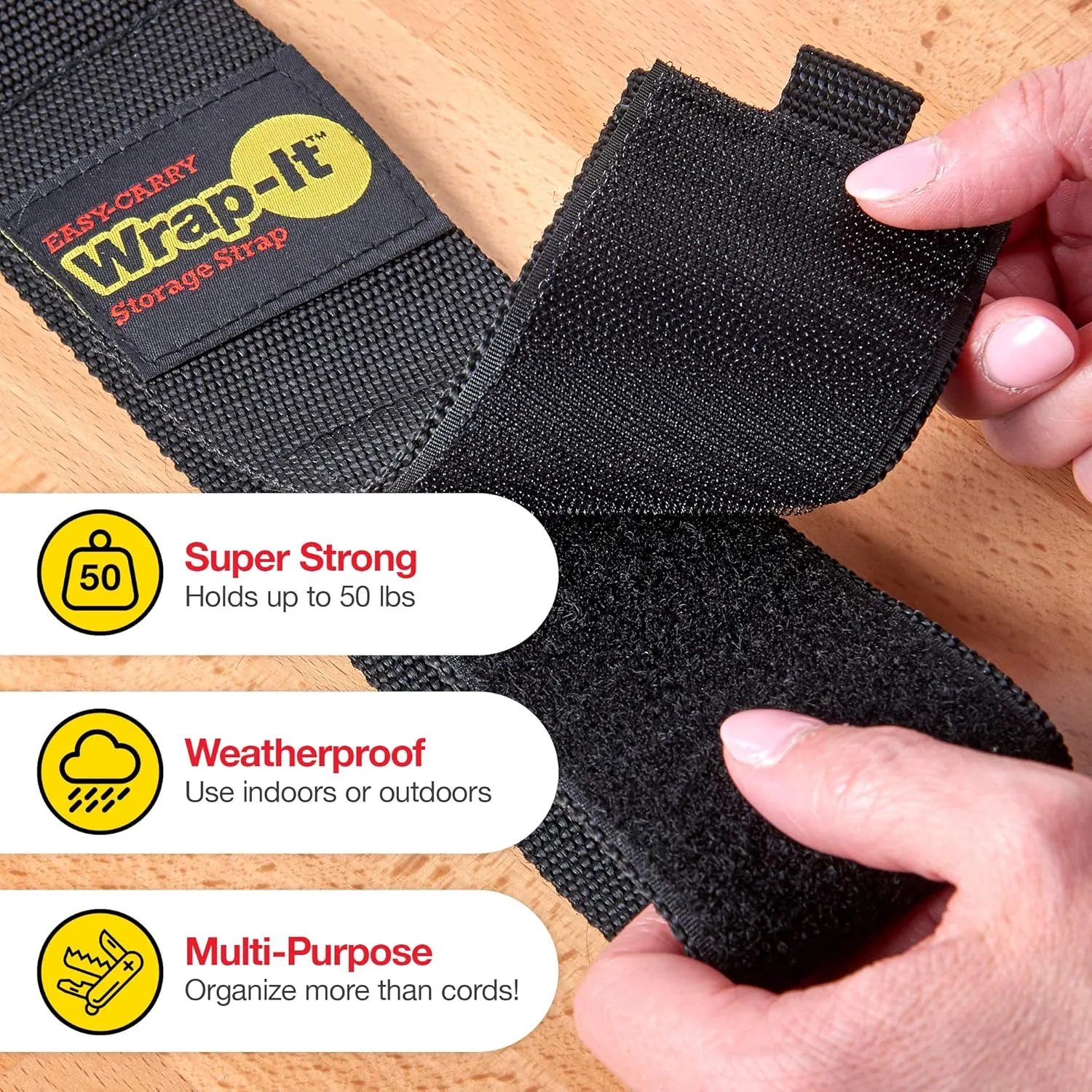 Easy-Carry Wrap-It Storage Straps - 28” (2-Pack) – Heavy-Duty Hook and Loop Extension Cord Carrying Strap, Hanger, Keeper, Organizer with Handle for Pool, Boat, RV, Garden Hoses, Cords, and Cables