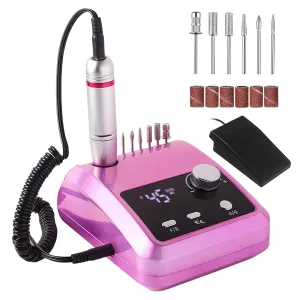 Electric Nail Drill Professional: 45000 RPM Nail File Kit Machine with LCD Display, Hand & Foot Control Low Noise for Acrylic, Gel Nails, Manicure & Pedicure - Salon & Home Use (Dazzle)