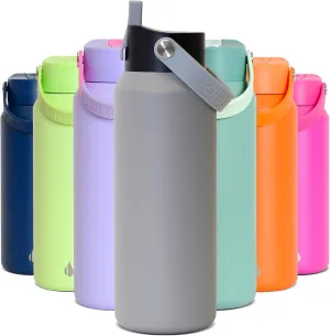 Elemental Core Stainless Steel Water Bottle with Straw - Leak Proof Double Wall Insulated Water Bottles for Travel, Sports and Gym - BPA Free Sport Thermos with Flip-up Straws - 40oz, Graphite