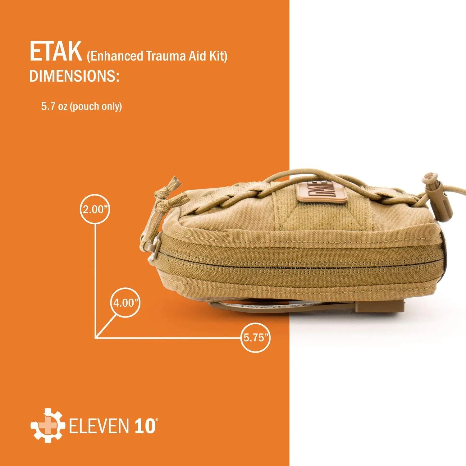 Eleven 10 ETAK (Enhanced Trauma Aid Kit) MOLLE Attachment, Ranger Green, Full Medical Kit