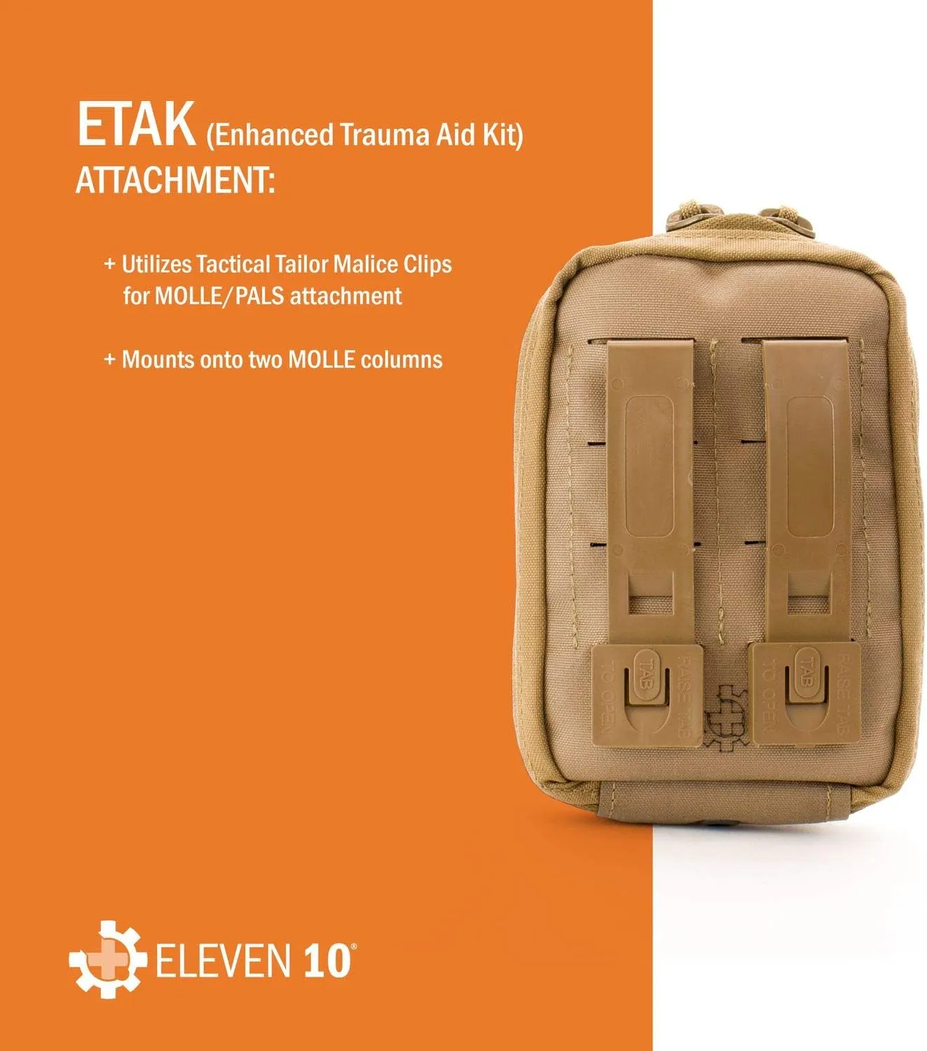 Eleven 10 ETAK (Enhanced Trauma Aid Kit) MOLLE Attachment, Ranger Green, Full Medical Kit