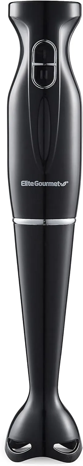 Elite Gourmet EHB1023 Immersion Hand Blender 300 Watts 2 Speed Mixing with Detachable Blades, Detachable Wand Stick Mixer, Smoothies, Baby Food, Soup, Black