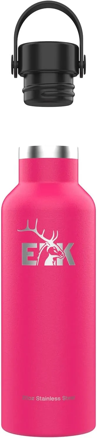 ELK Insulated Water Bottle with Standard Mouth Flex Lid - Double Wall Stainless Steel, Dishwasher Safe - Keep Drinks Cold or Hot for Hours - BPA-Free & Phthalate-Free Hydration (Watermelon, 20 Oz)
